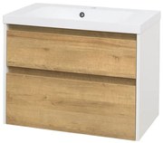 Mereo Mereo, Opto, kúpeľňová skrinka s umývadlom z liatého mramoru, 81 cm, biela, dub, biela/dub, čierna, MER-CN931M