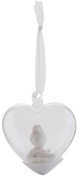 Závesné sklenené srdiečko s vtáčikom - 9 * 5 * 9 cm