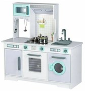 Drevená detská kuchynka, bielo/zelená, ECO TOYS