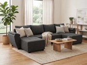 Rozkladacia sedacia súprava do U LIVARO 305x140 cm, tmavosivá