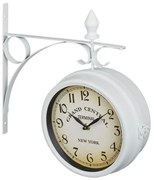 Obojstranné biele staničné hodiny Relaxdays RD10039581 s tichým chodom – Vintage style
