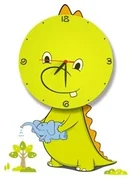 Detské nástenné svietidlo s hodinami Dragon Clock, 1x zelené plastové tienidlo