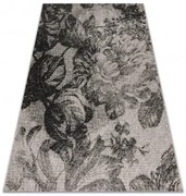 Koberec šnúrkový SIZAL FLOORLUX 20491 KVETY strieborný/čierny