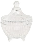 Zdobená sklenená dóza s vekom - Ø 9 * 12 cm