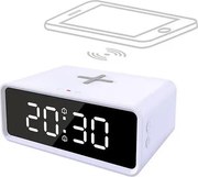 Solight CA07W - Digitálne hodiny s bezdrôtovou nabíjačkou Qi 230V/CR2032 biela