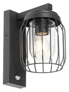 Moderná vonkajšia nástenná lampa čierna IP44 s pohybovým senzorom - Luc