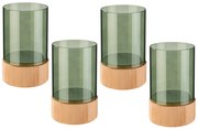 Sklenený svietnik, zelená, 4 kusy (800006935)