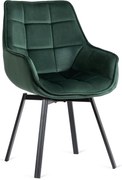Otočná jedálenská stolička LUNA tmavozelená zamatová