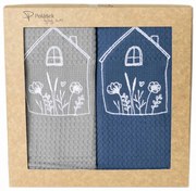Polášek Vyšívaná vaflová utierka s motívom - 2 ks - Domčeky č. 2