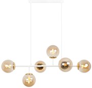 Závesné svietidlo Paris, 6x medové sklenené tienidlo, W/G