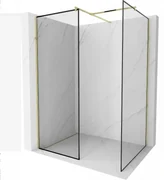 Mexen Kioto sprchová stěna Walk-in 150 x 120 cm, černý vzor, zlatá - 800-150-202-50-70-120