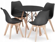 Jedálenský stôl TODI čierny 80 cm so štyrmi stoličkami MARK čierne / hnedé