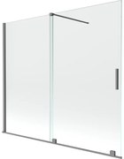 Mexen Velar, 2-krídlová posuvná vaňová zástena 180 x 150 cm, 8mm číre sklo, brúsený grafit, 896-180-000-01-95