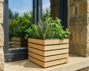 AMADEA Kvetináč s dreveným obalom, priemer 27,5x27,5x26 cm, drevený kvetináč