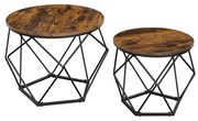 Vasagle Set konferenčných stolíkov VERA,50x40cm/40x36cm, hnedá/čierna