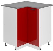 Kuchynská skrinka Belini Premium Full Version spodná rohová 90 cm červený lesk s pracovnou doskou