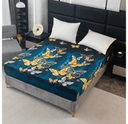 Plachta mikroplyš ZLATÝ A BIELÝ MOTÝĽ 160x200 cm tmavozelená