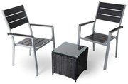 Záhradný balkónový set Renio - 2 miesta, čierna / sivá