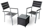 Záhradný balkónový set Renio - 2 miesta, čierna / sivá