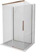 Mexen Rox-3S, 3-stenný sprchový kút 95 x 70 cm, 8mm číre sklo, ružové zlato profil, 8C2-095-070-60-00-3S