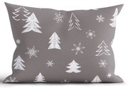 Vianočná bavlnená obliečka na vankúš Renforcé 50 × 70 cm - Stromčeky šedé