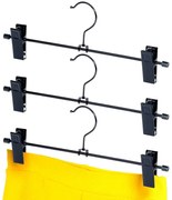 VILDE Kovové čierne vešiaky s klipom na nohavice a sukne, sada 3ks