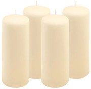 Sada stĺpových sviečok, 20 cm, Ø 7,5 cm, krémová, 4 ks