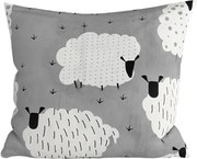 Polybavlnená obliečka na vankúš WHITE SHEEPS 45x45 cm, sivá