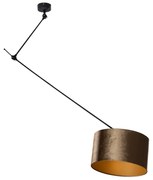 Závesná lampa čierna s bronzovým zamatovým tienidlom 35 cm - Blitz