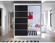 Šatníková skriňa Bianca III (biela + čierna + zrkadlo) (osvetlenie LED RGB farebné). Vlastná spoľahlivá doprava až k Vám domov. 1058779