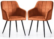 Sada dvoch jedálenských stoličiek LUXANO zamatové, medené / čierne nohy (2 ks)