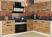 Kuchynská linka Belini 300 cm dub wotan s pracovnou doskou Armin2 TOR ARMIN2/2/WT/DW/0/B1