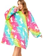 Baránková mikinová deka s rukávmi a kapucňou ALICORN farebná