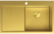 Mexen Exar, 1-komorový nerezový drez s odkvapkávačom, pravý, 780 x 480 mm, brúsená zlatá, vzor voština, 6434781010P-55HC