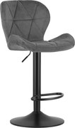 Barová stolička WEST so zamatovým čalúnením, sivá/čierna