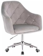 LuxuryForm DESIGN Kreslo ANDORA VELUR na striebornej podstave s kolieskami - svetlosivé