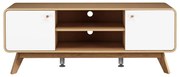 Biely/v prírodnej farbe TV stolík v dekore duba 140x53 cm Caitlin – Støraa
