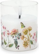 LED sviečka z pravého vosku v nádobe s kvetinovou potlačou