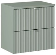 Závěsná skříňka Line Reed Green II s deskou 60 cm zelená