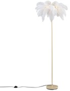 Art Deco stojacia lampa béžová s bielymi perami - Peahen