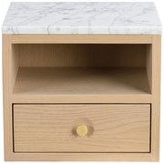 Nočný stolík s doskou v dekore mramoru v prírodnej farbe Whitmore – Rowico