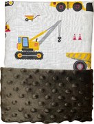 Detská deka Bager/minky tmavohnedá 60x70 cm – teplá deka do kočíka pre chlapcov