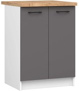 Kuchyňská skříňka OLIVIE 60x85 cm matná bílá/matná grafitově šedá/dub přírodní