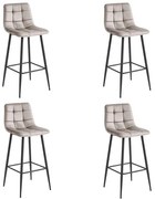 Set štyroch barových stoličiek ARCETO zamatové tmavobéžové (čierne nohy) 4 ks