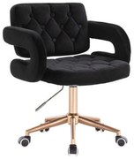LuxuryForm DESIGN Kreslo ADRIA VELUR na zlatej podstave s kolieskami - čierne