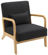 Kreslo Hibbing - látka, drevené nohy natur - Čierna