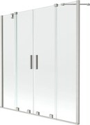 Mexen Velar Duo, 2-krídlová posuvná vaňová zástena 150 x 150 cm, 8mm číre sklo, brúsená oceľ, 896-150-000-02-97