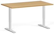 Výškovo nastaviteľný stôl, 140x80 cm, 1 motor, biela podnož, buk
