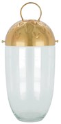 House Doctor Sklenený lampáš Acho Clear/Gold 28 cm