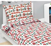 Bellatex Vianočné bavlnené obliečky Vláčik, 140 x 200 cm, 70 x 90 cm